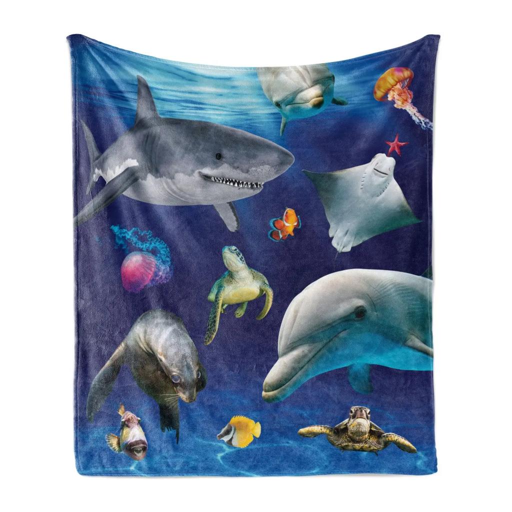 Blanket Shark Blankets Fleece Throw Blanket Ultra Soft Flannel Bed Blanket Warm Fuzzy Plush Blanket 50"X40"