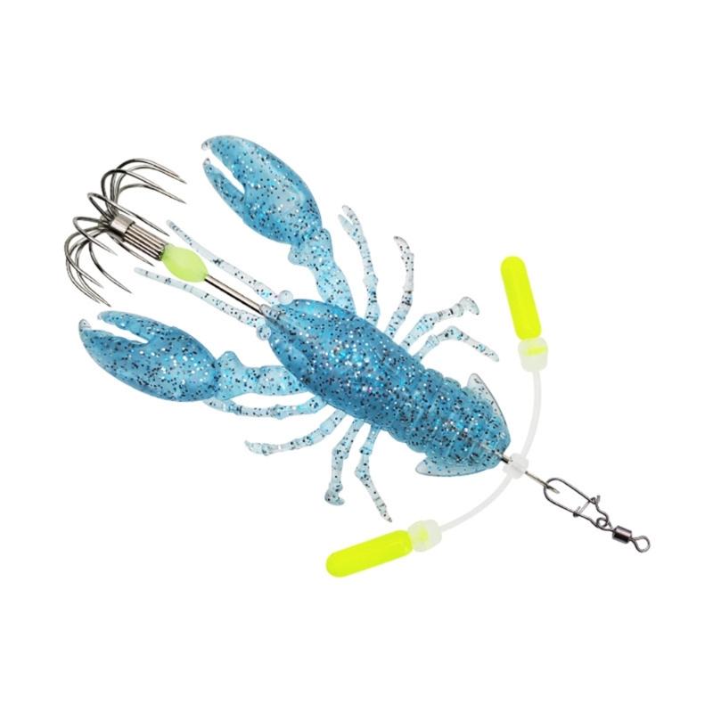 Soft Crustacean Fishing Tackle with Bright Body, Slow Sink and Umbrella-Style Hook Cluster for Retrieval Fishing Use