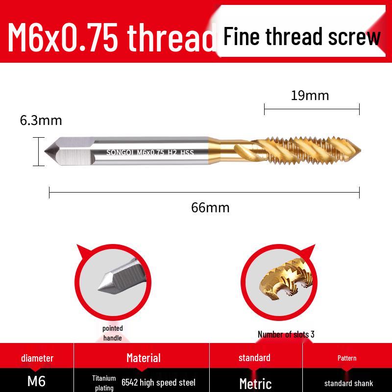 Stainless Steel Fine Tooth Tapping Drill Bit Set: M5, M6, M8x1, M10, M12x1.25, M16, M20