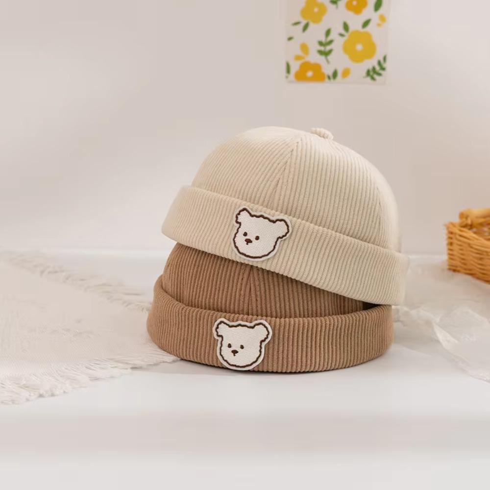 Cartoon Bear Brimless Hat Solid Color Kids Cap Korean Style Dome Beanie Autumn Winter