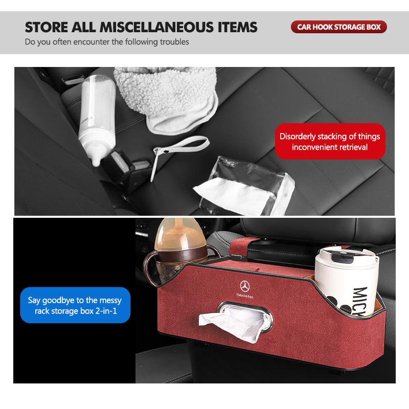 Car Seat Back Storage Hanging Box For Mercedes Benz W202 W212 W126 W140 W168 W177 CLS GLE GLC GLS CLA FE1