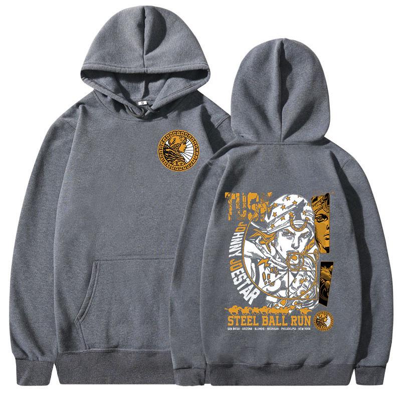 Anime Jojo Bizarre Adventure Hoodies Johnny Joestar STEEL BALL RUN Manga Grafik Sweatshirts Herren Langarm Fleece Pullover