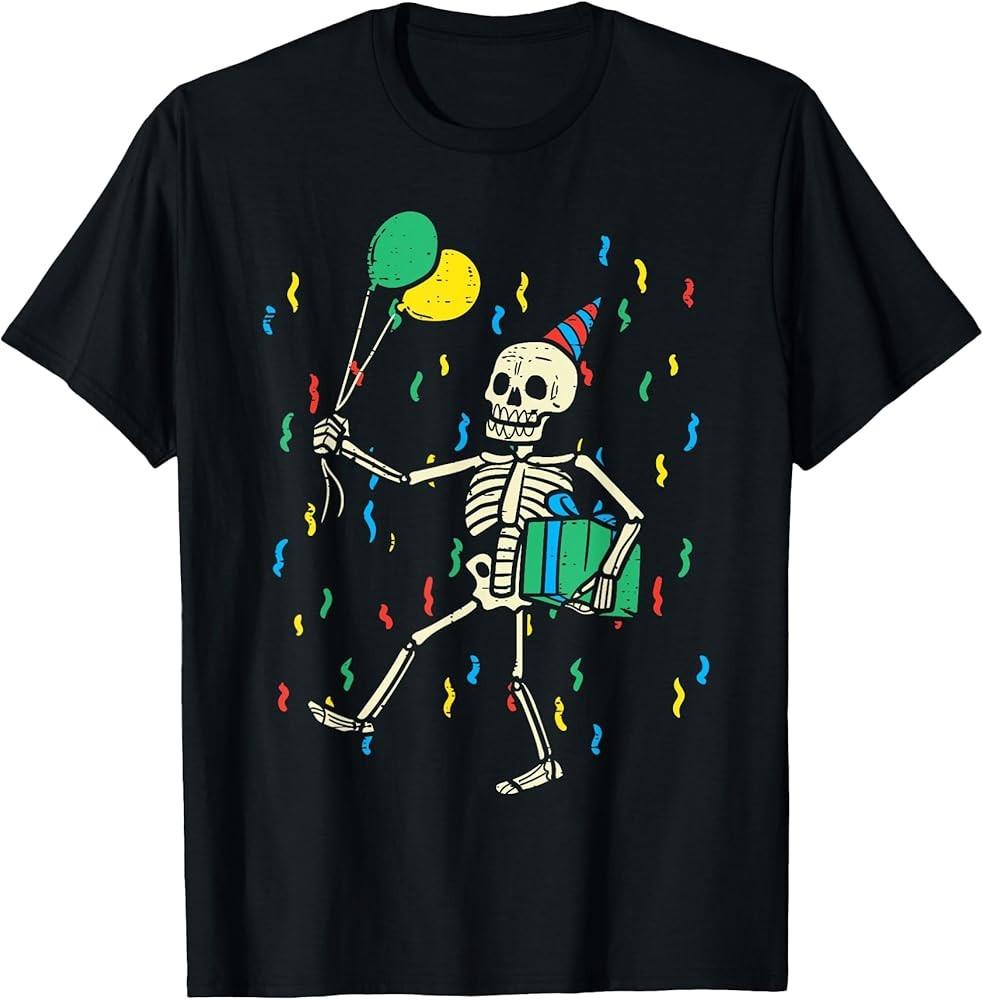 Skeleton Birthday Funny Happy Halloween Bday T-Shirt