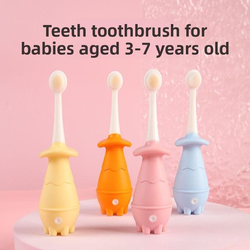 Cute Children Small Head Soft Bristle Toothbrush High Density Brush Wire Does Not Damage Gums for Children Aged 3-7