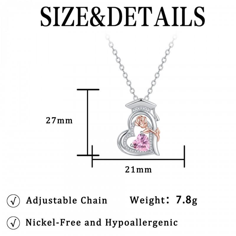 Rose Gold Plated Dual-Tone Crystal Pendant Necklace With Birthstone Women Elegant Clavicle Chain Graduation Gift