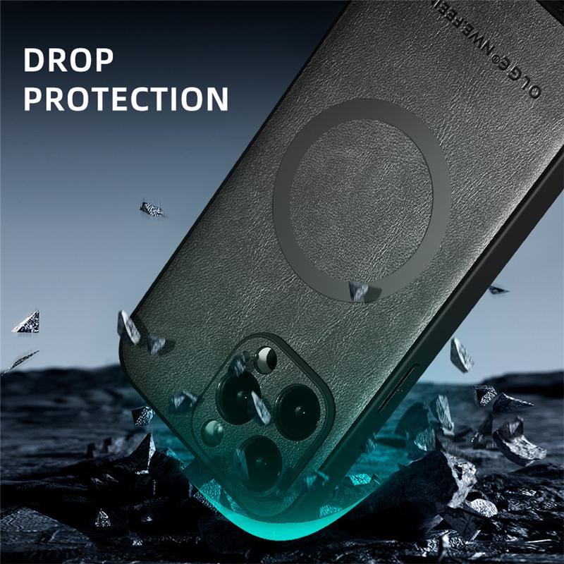 Wireless Charging For Magsafe Magnetic Phone Cases For iPhone 16 13 15 14 11 12 Pro Max 16e Leather Cover For iPhone 15 16 Plus