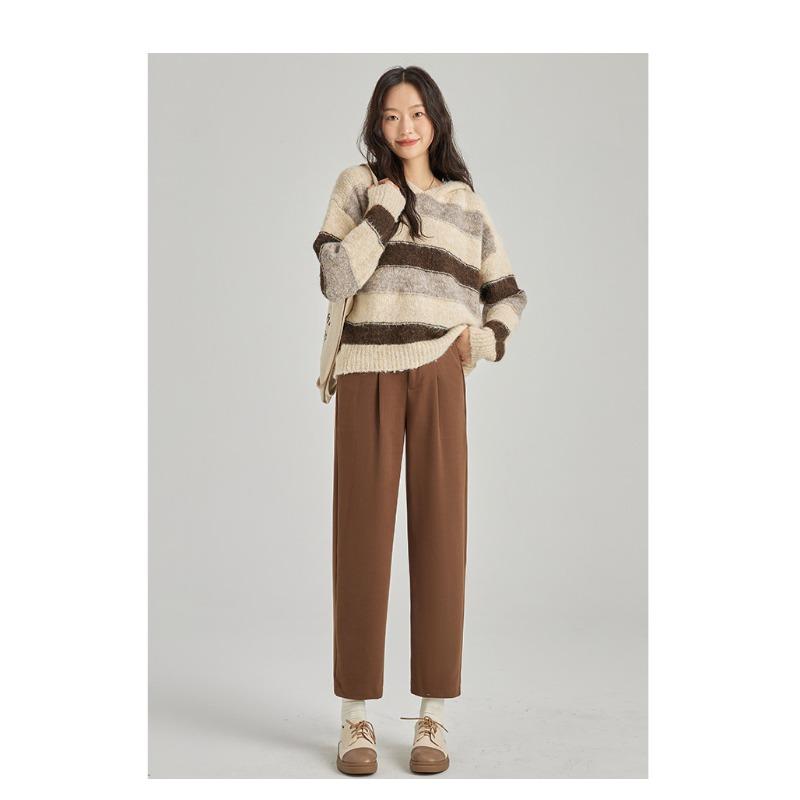 

Шерстяные брюки для женщин на осень и зиму, новые узкие брюки-морковки с высокой талией, свободные брюки, маленькие ноги, повседневные шаровары для женщин XXL