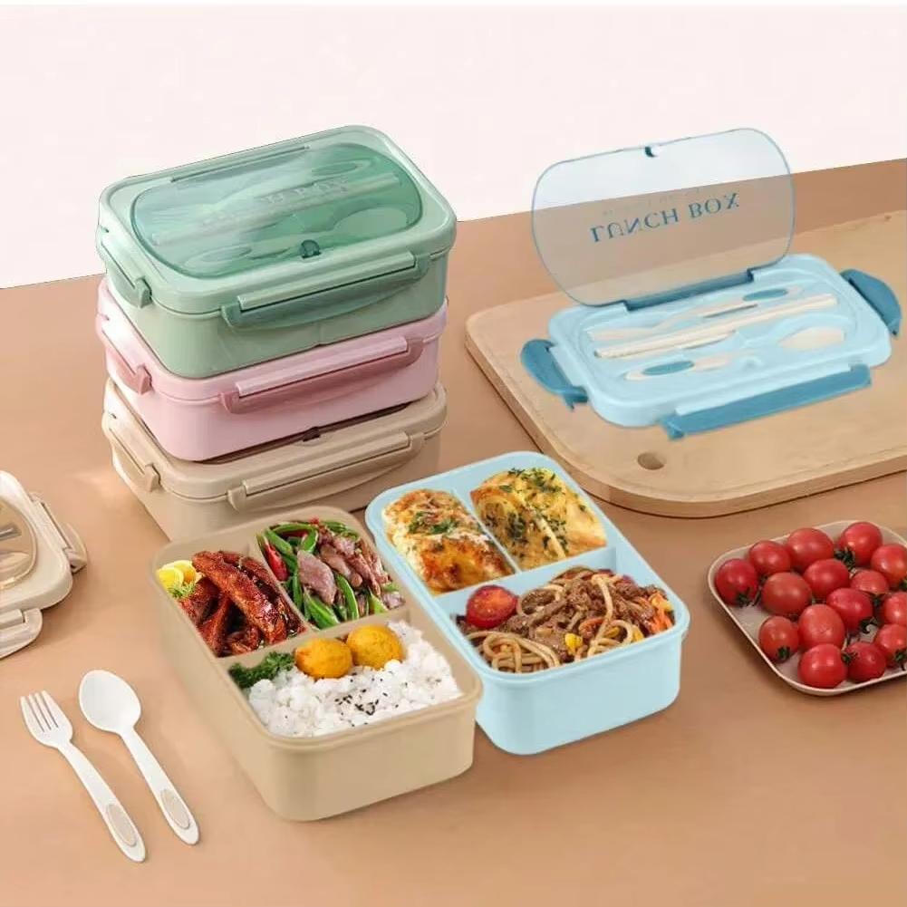 Compartment Lunch Box Portable Kids Students Office Bento Box With Fork and Spoon Microwave Food Storage Container for Picnic