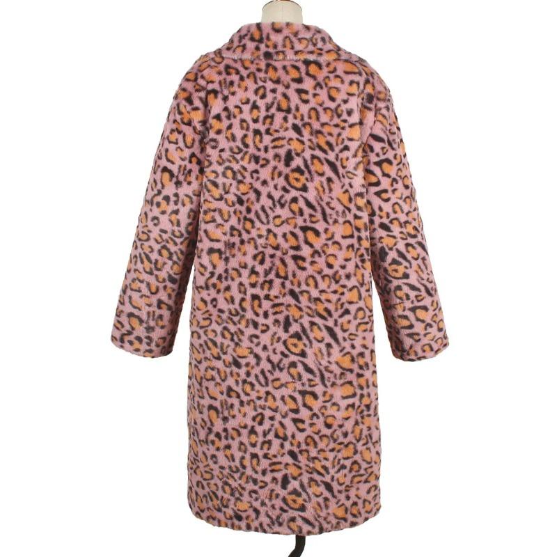 VAYLA  Autumn Winter Fur Coat Women Fashion Casual Square Collar Imitation Leopard Faux Fur Coat Plush Long Coat Winter Jacket