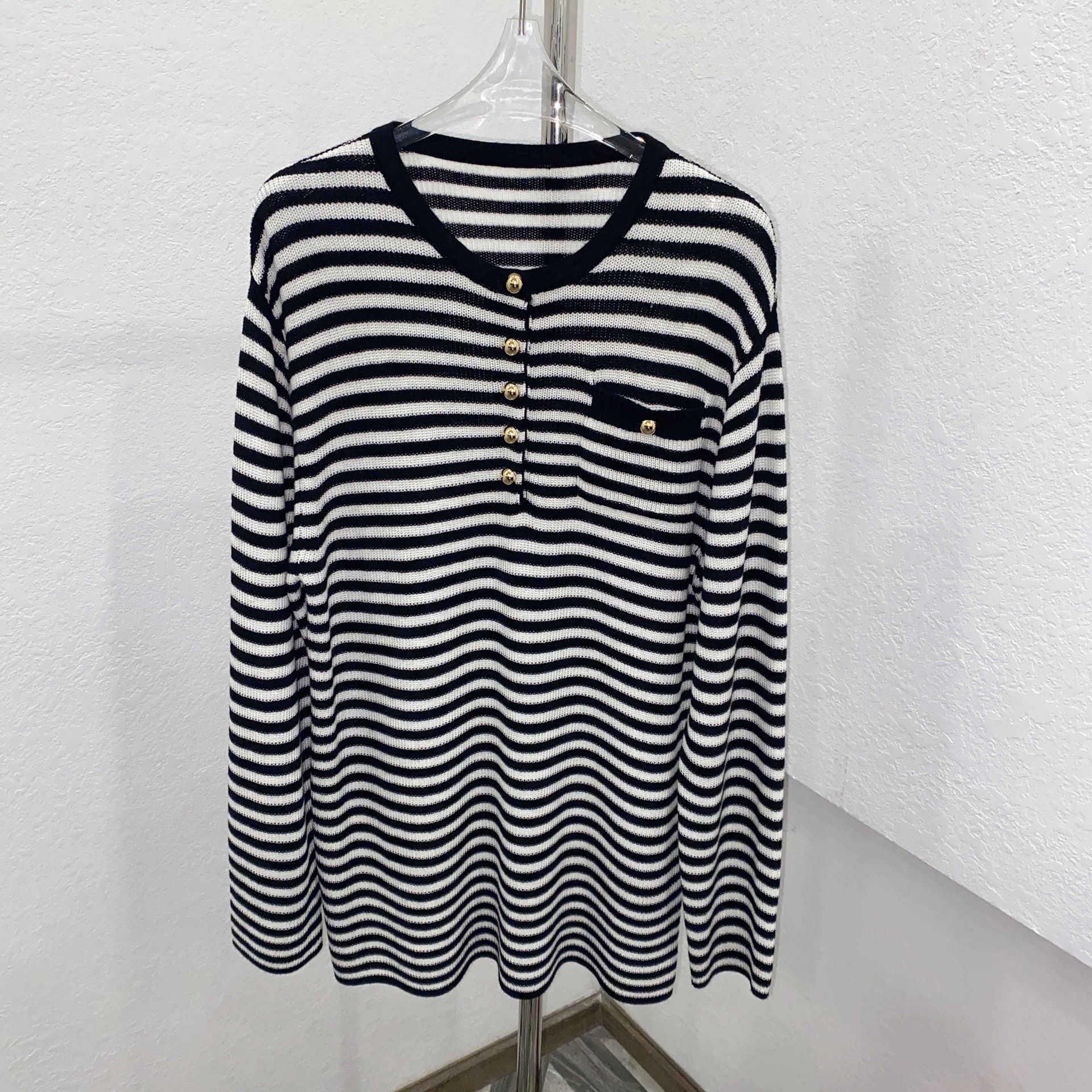 

THOM BRASSY Autumn Gold Stripe Sweater with Gold Buttons S