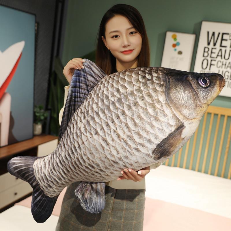 Simulering Funny Fish Plysj Leker Kjempe Utstoppet Myk Dyr Karpe Plysjpute Kreativ sovepute for barn Jenter Julegave