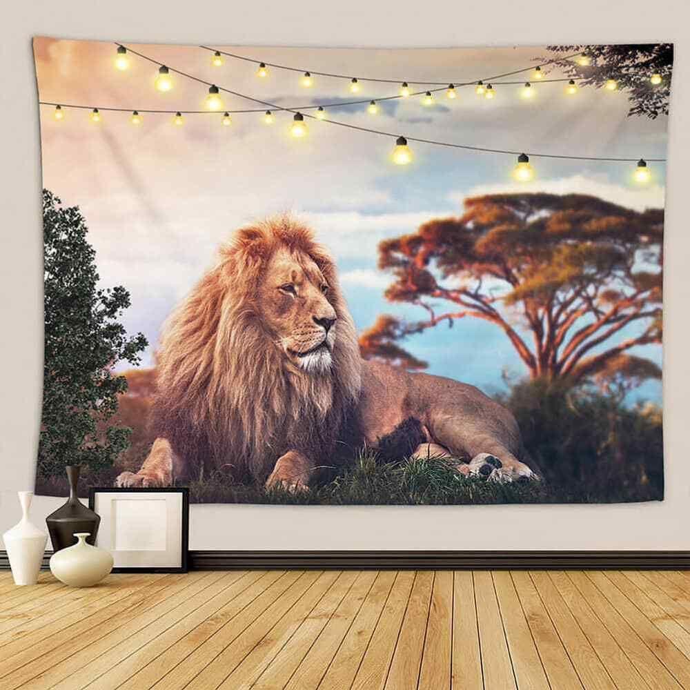Tapestry lion animal sky 75x100