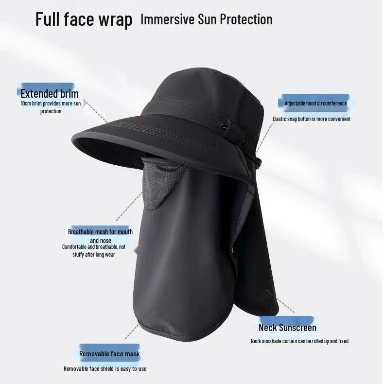 All-Around UV Protection Sun Hat with Breathable Face Shield and Neck Guard