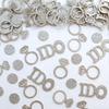 Bridal Shower Confetti - 200 Pack Silver “I DO” Diamond Ring Paper Table Confetti for Engagement, Bachelorette & Wedding Party Decorations.