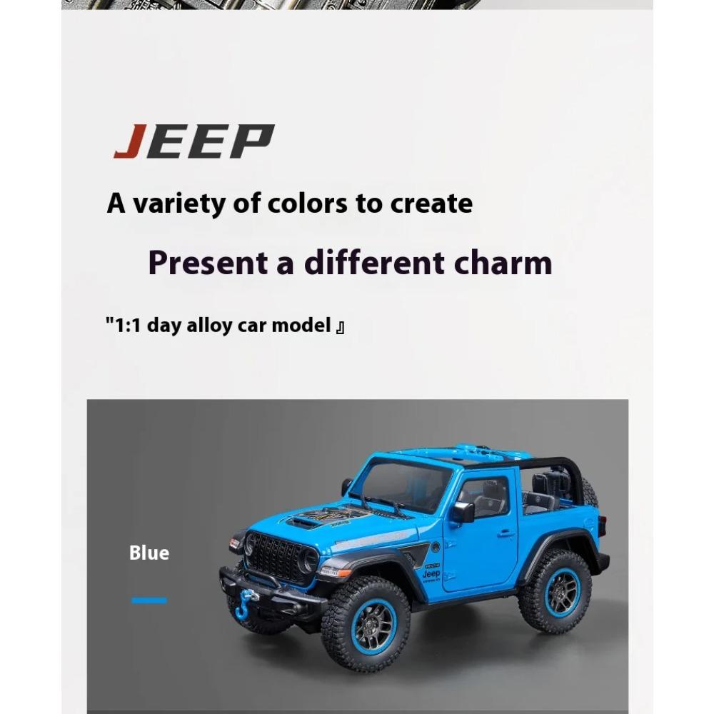 1/18 Jeep Wrangler Rubicon Convertible Version Off Road SUV Alloy Diecast Car Model Sound & Light Children Toys Birthday Gifts