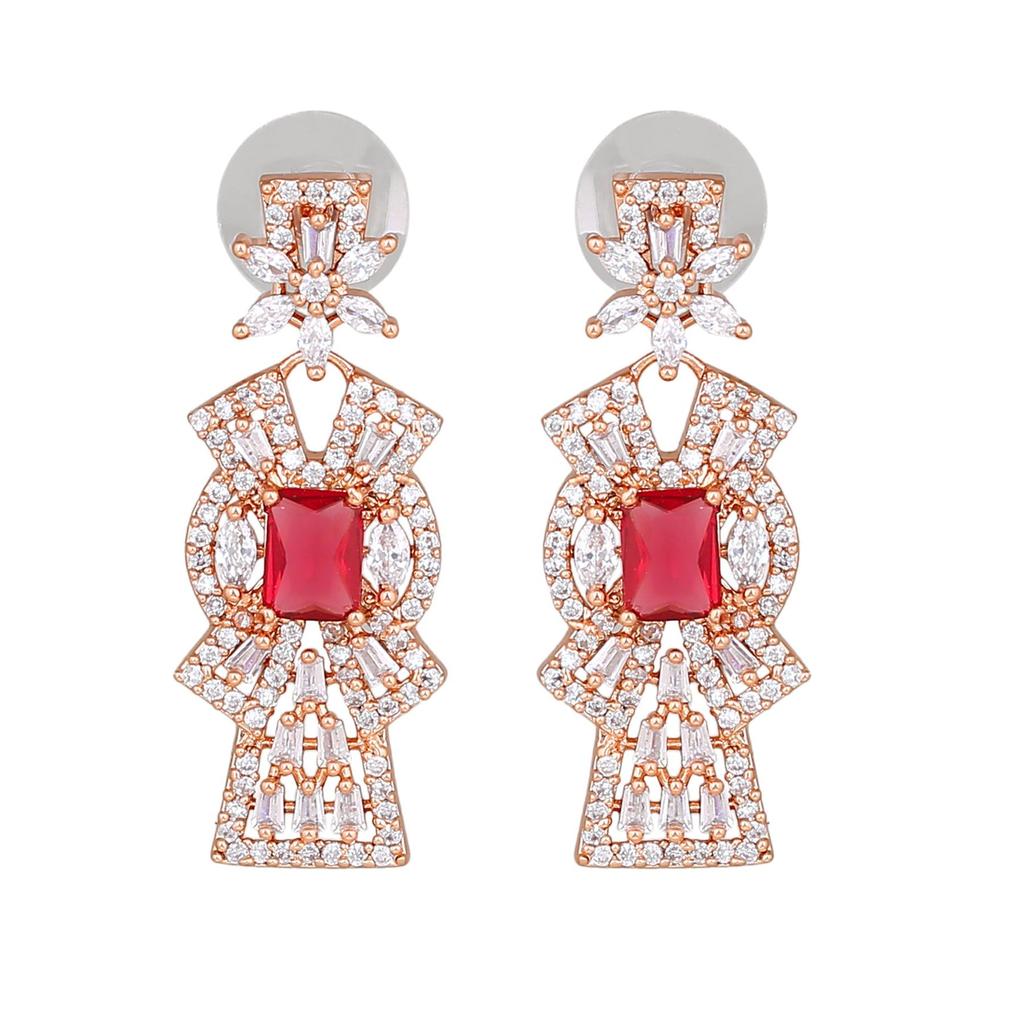 Восхитительные серьги Estele с покрытием из розового золота, CZ и розовыми камнями турмалина для женщин