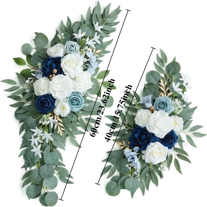 2pcs Artificial Crescent Flower Swag Wedding Arch Decor Fake Floral Finished for T Stage Road Lead Party Ceremony Event Supplies