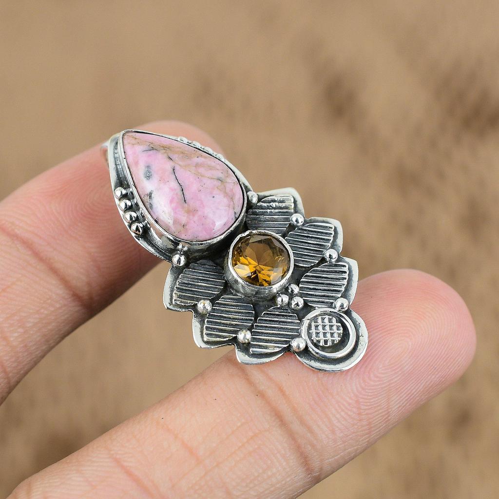 Wedding Gift For Her 925 Sterling Silver Natural Rhodonite Gemstone Pendant