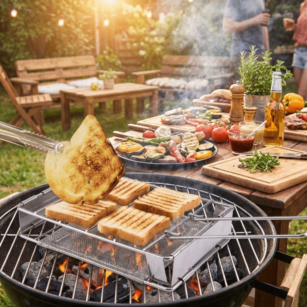 Stainless Steel Bread Toaster Bread Tray Mesh Net Grill Sausage Grilling Rack  Home Cooking