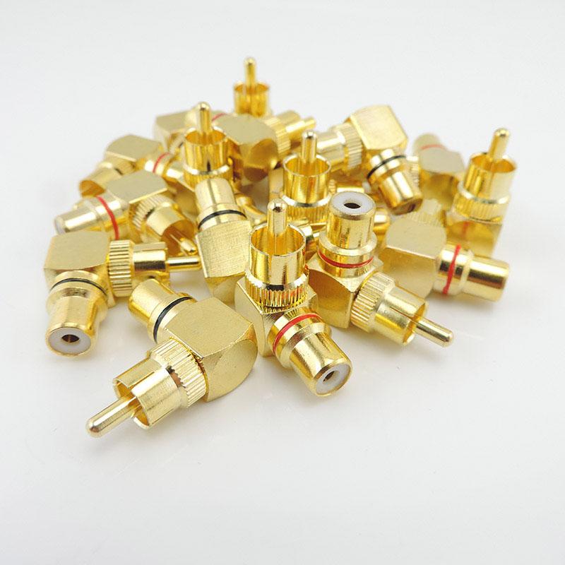 90 Degree RCA Connector Male To Female M/F Right Angle RCA Female To Male Plug Copper Adapter L Type Elbow for Cctv Camera Audio