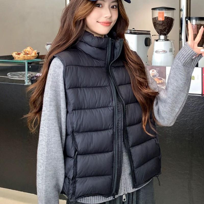 Womens Lightweight Puffer Vest Short Sleeveless Stand Collar Warm Casual Outerwear Winter