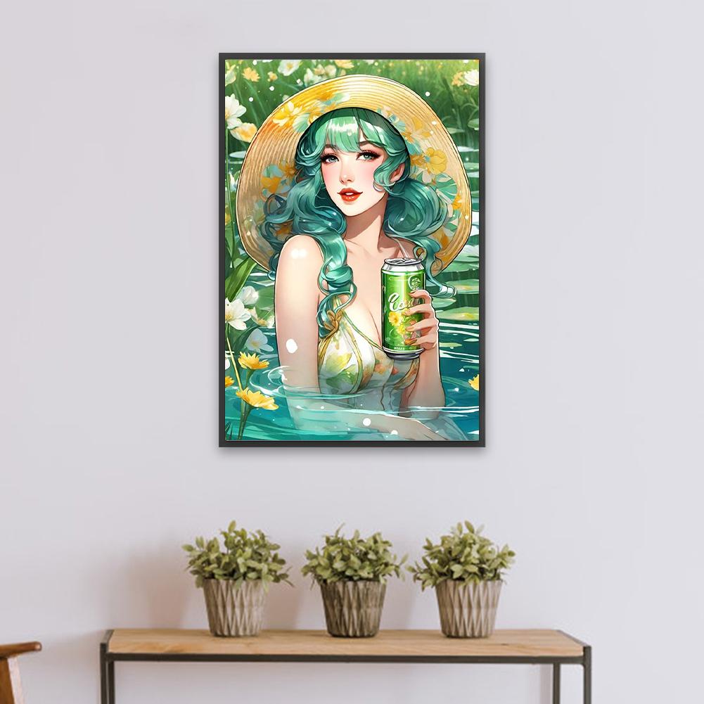 #L 5D DIY Full Square Drill Diamond Painting Girl Kit Home Decor Art 45x65cm