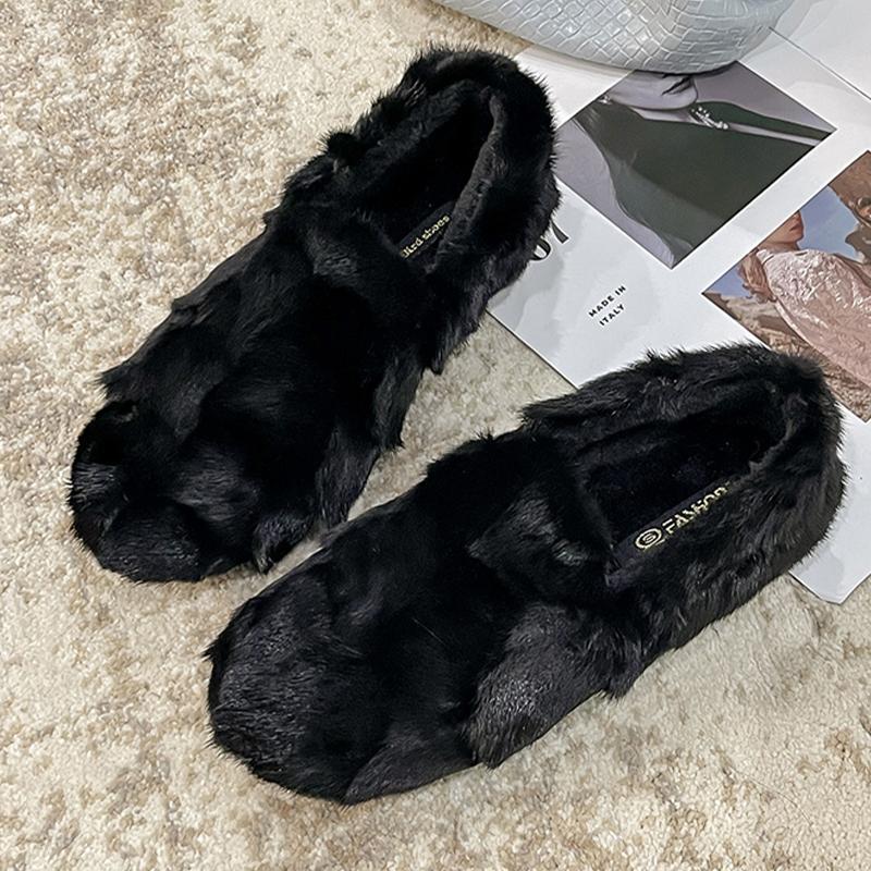 Fashion Fur Women Flats Cotton Shoes Fashion Short Plush Leopard Boots Dress Casual Winter Shoes 2025 Brand Designer Zapatos De Mujer