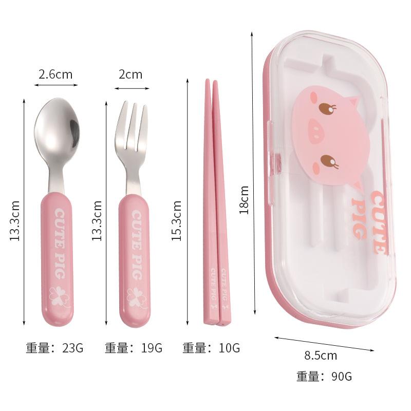 

Набор столовых приборов для малышей с героями мультфильмов Ложка Вилка Палочки для еды Наборы столовых приборов Детская посуда из нержавеющей стали Экологичная для дома и школы розовый