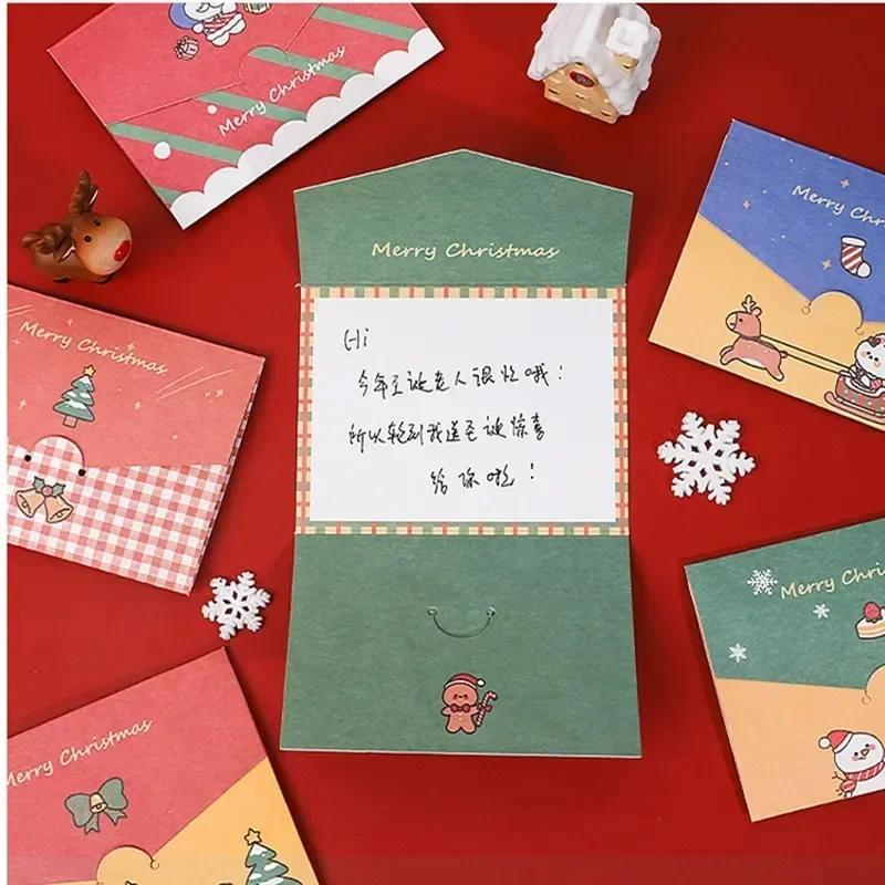 24 pcs Christmas Greeting Card Mini Christmas Blessing Greeting Cards Envelope New Year Postcard Gift Card Xmas Party