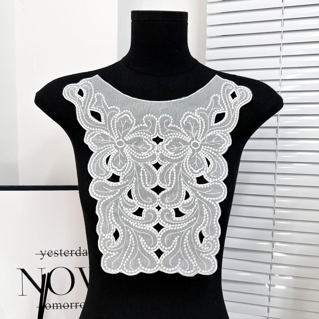 White Embroidered Lace Hollow Lace Accessories Dress Top Anti-Light Collar Front Collar Collar Flower