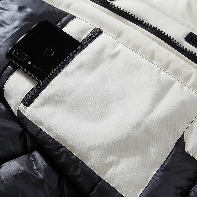 Men's Mid-Length Cotton Jacket with Fur Collar - Warm, Hooded, Windproof, Fashionable Outerwear