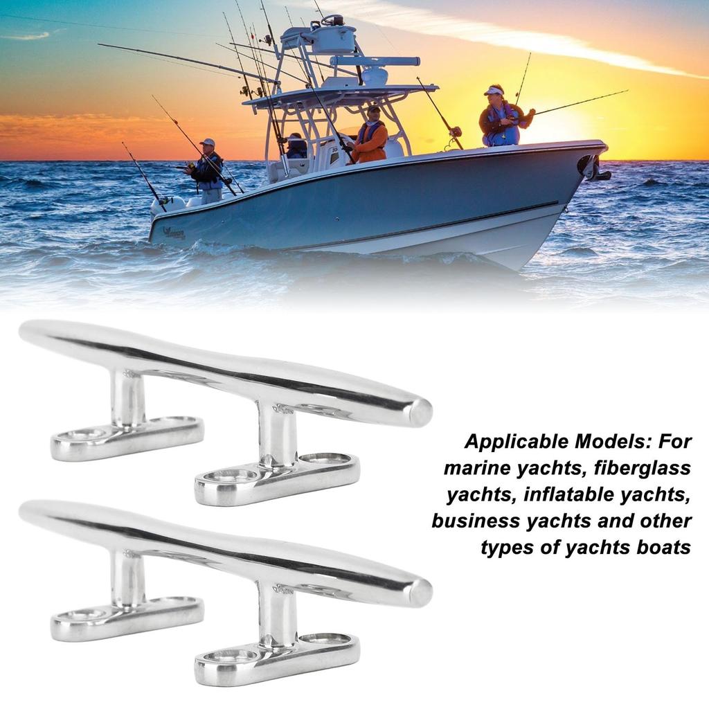 Boat Cleats 4pcs Boat Mooring Cleats Durable Stainless Steel Dock Cleats for Marine Yachts Inflatable Yachts Business Yachts (6")