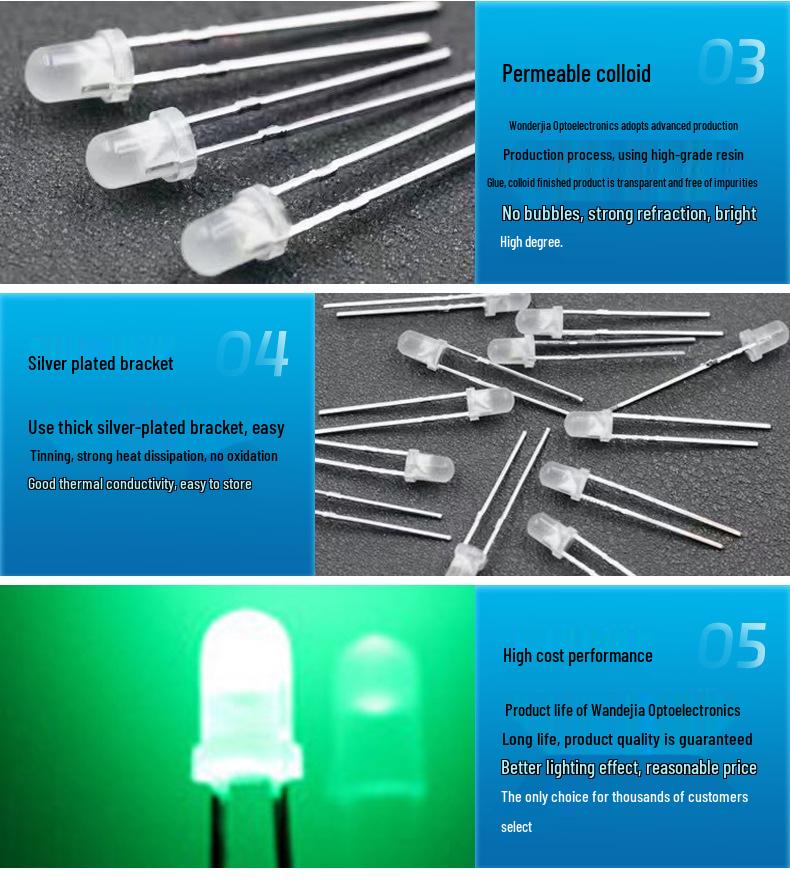 F3 High Brightness Multi-Color 3mm Round Mist LED Beads