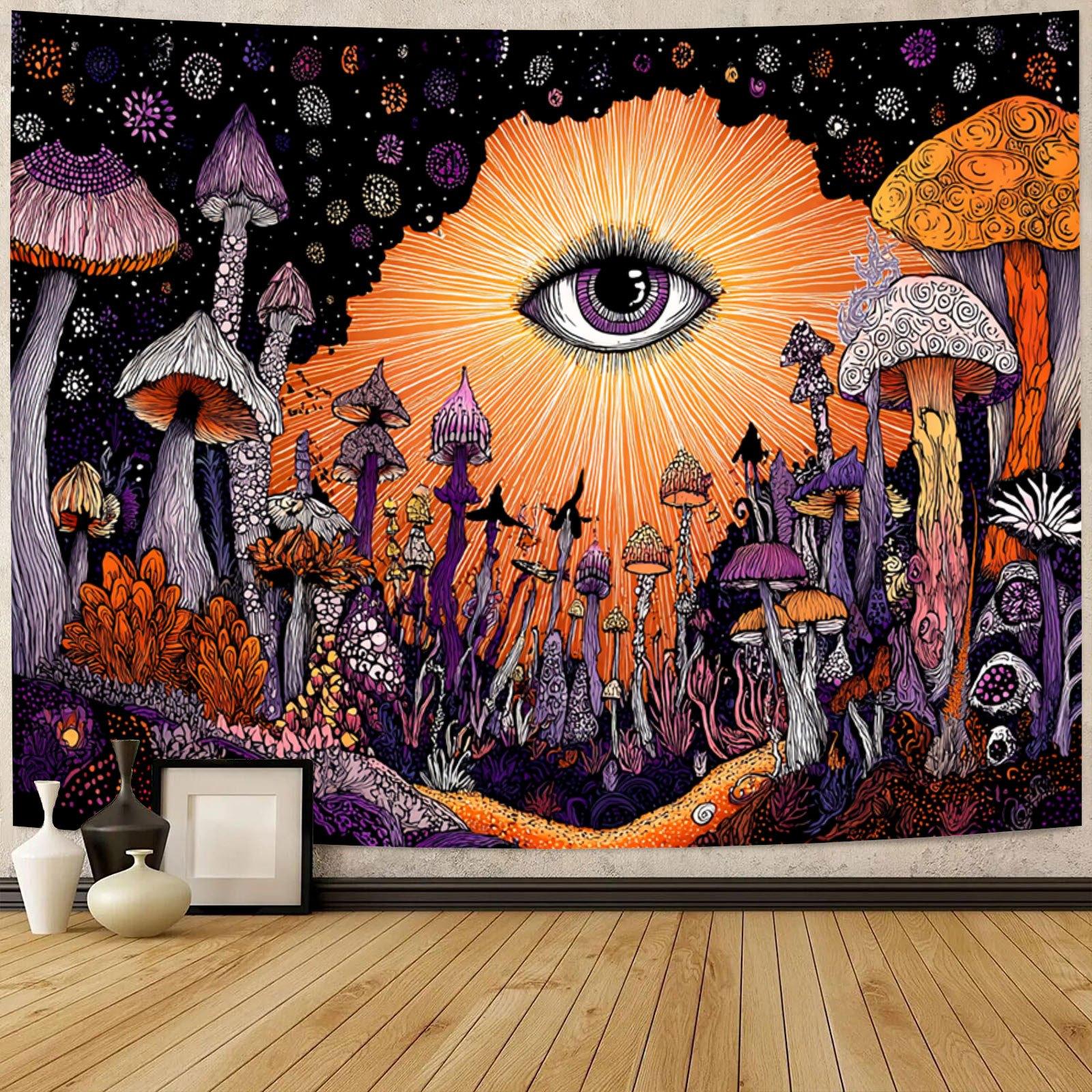 

Psychedelic Forest Theme Digital printing polyester wall hanging tapestry decorative Living room bedrooms Office background gift 74x94cm(29x37in)