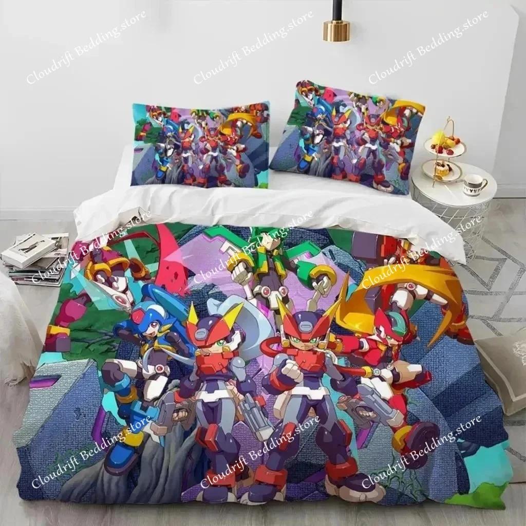 3D-Druck Rockman Megaman Spiel Cartoon Bettwäsche Set Jungen Mädchen Twin Queen Size Bettbezug Kissenbezug Bett Kinder Erwachsene026