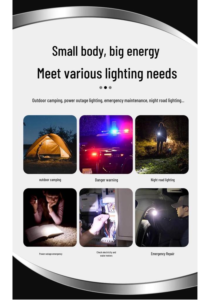 Compact Waterproof Multi-Function Keychain Flashlight with Magnetic Base and Emergency/Bike Warning Light
