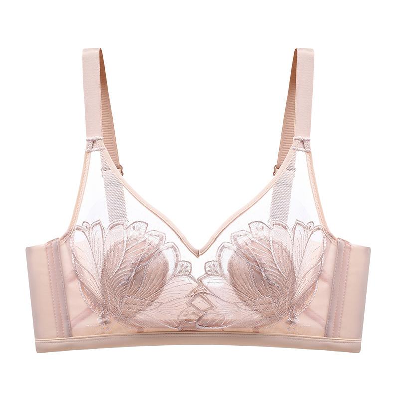

мода ультратонкое нижнее белье женское кристалл чашка вышивка большая грудь показывает маленький сексуальный стальное кольцо бюстгальтер новый тонкий лето 75A