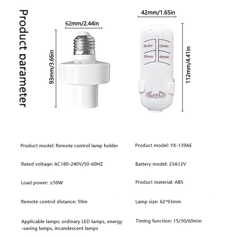 Wireless Remote Control Smart Timer Switch E27 Lamp Holder 110V 220V House Multi Light Switch Baby Room Bedroom Timer Switch