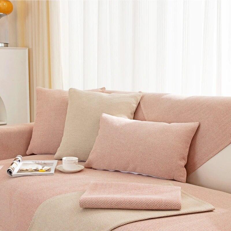 Weave Cotton Soft Linen Sofa Towel Solid Color Couch Cushion Comfortable Non Slip Sofa Towel Versatile Living Room Settee Cloth