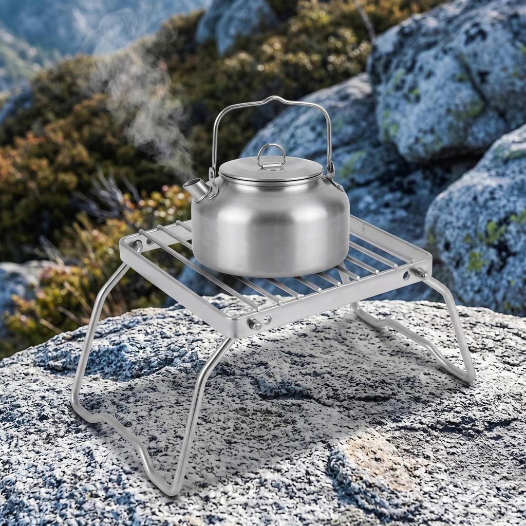 Compact Foldable Camping Burner Rack | Folding Campfire Grill, Space-Saving,