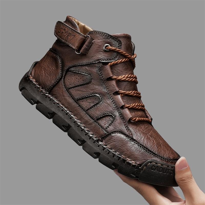 Retro Style Leather Male Ankle Boot High Top Shoes for Men Casual Men's Motorcycle Boots Outdoor Treking Footwear Hiking Botas