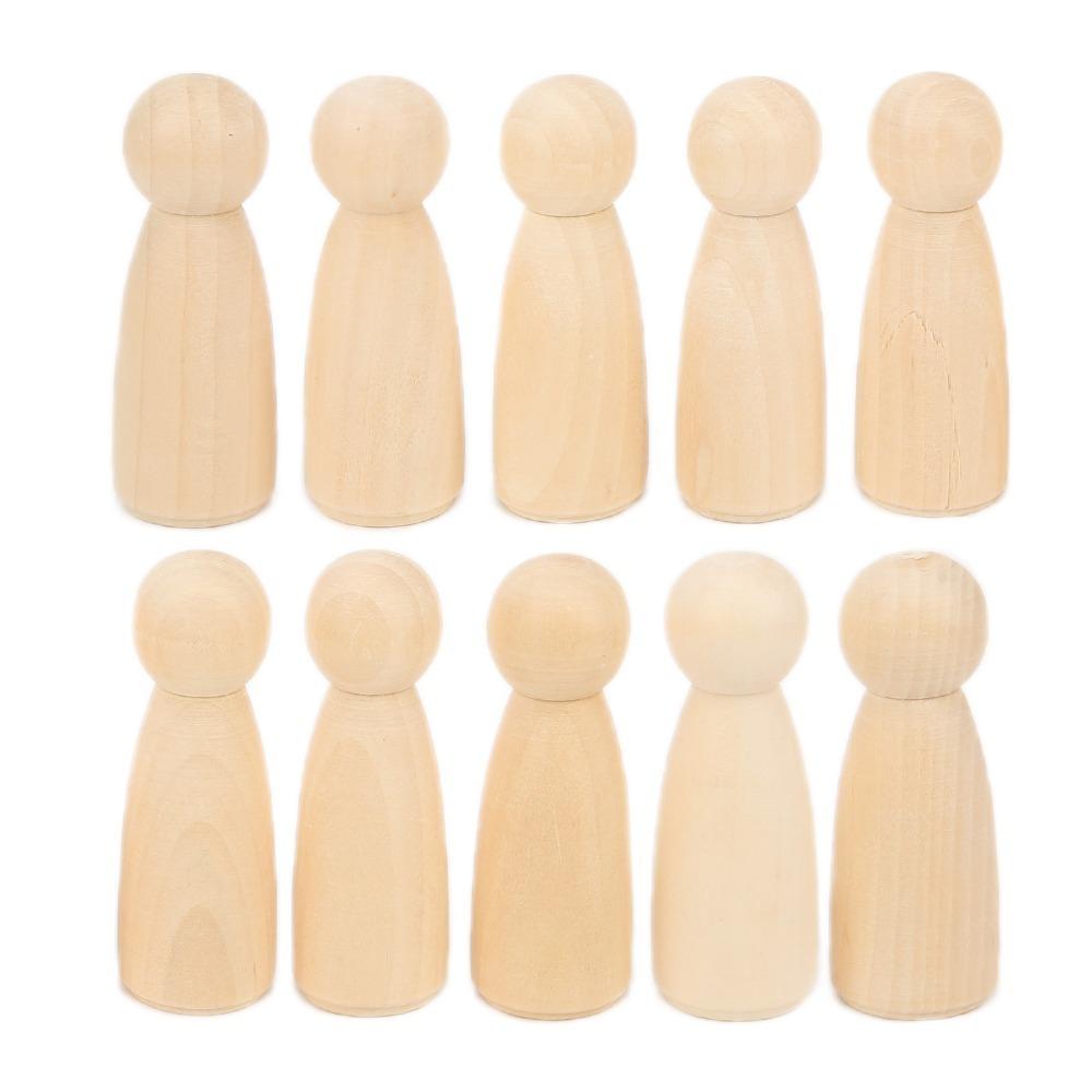 10PCS 75mm Size Wooden Peg Doll Plain Wood Smooth Wooden Peg People Nature Plain Wood Peg Dolls Art Craft Projects
