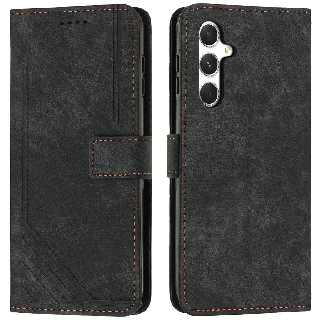 For Samsung Galaxy A36 5G Case Imprinted Lines Leather Phone Cover Folding Stand