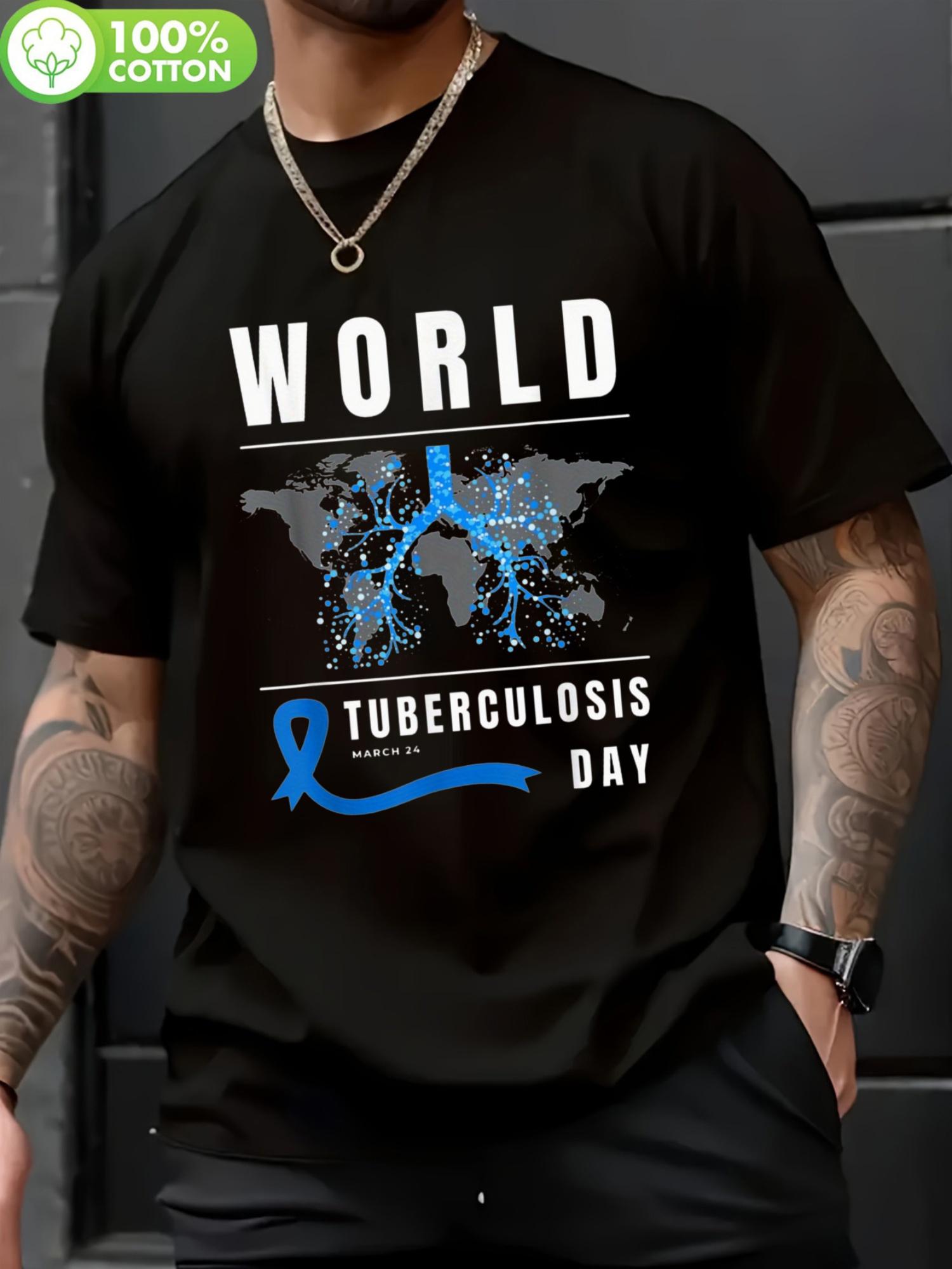 

World Tuberculosis Day Awareness T-shirt - Blue Ribbon Design XXXL