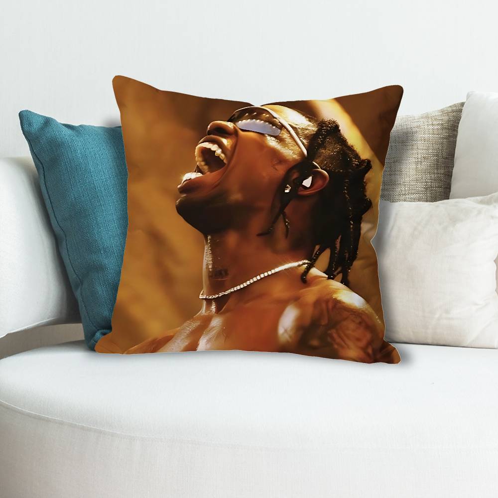 TTravis SScott Singer Pillow Cases for Bedroom Living Room Sofa Home Decor Polyester Cushion Cover with Zipper