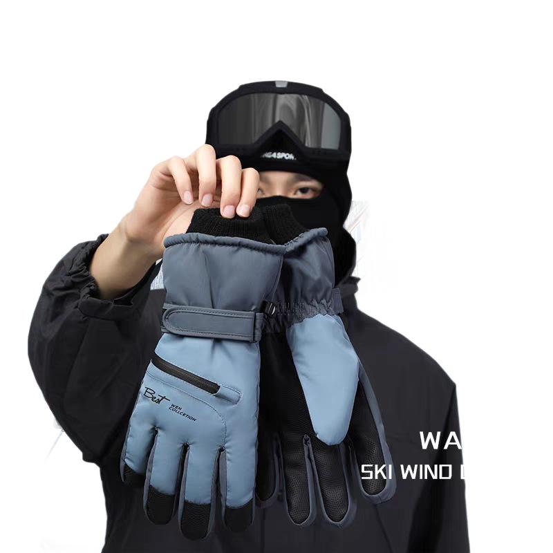 Winter Ski Gloves Men Women Polyester Fleece-Lined Full Finger Thickened Cold-Proof Warm Windproof Outdoor Sports Mountaineering