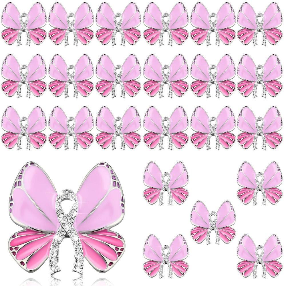 

Pink Lapel Pins Ribbon Party Favors Supplies 24PCS Pins Breast Cancer Charity