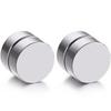 Men Fashion Round Stainless Steel Magnetic Clip On No Piercing Ear Stud Earrings