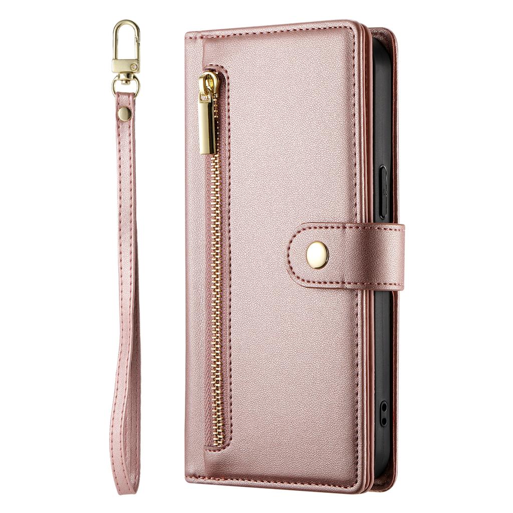 For Oppo Reno14 F 5G Case Zipper Pocket Wallet Leather Phone Cover with Straps