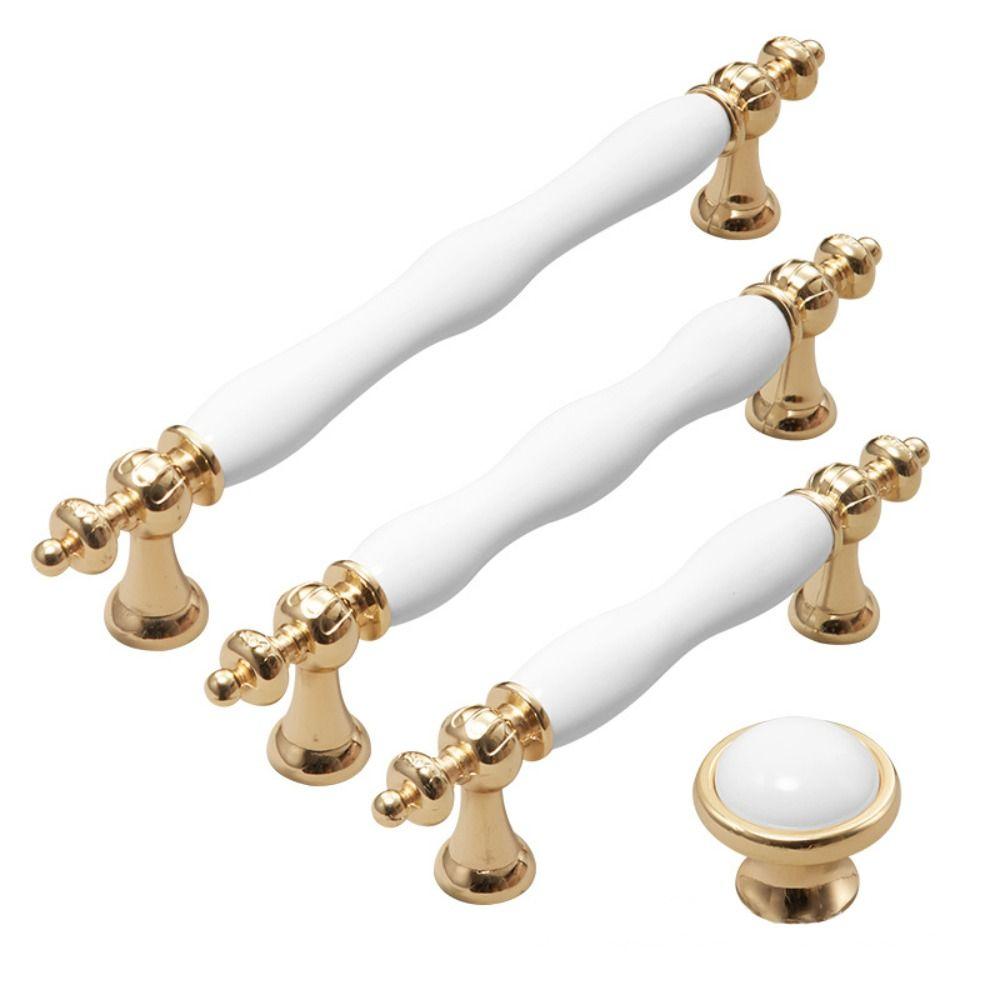 Modern Ceramic Cabinet Door Handles Light Luxury Gold Silver Wardrobe Door Handle Ceramic Material Multifunctional
